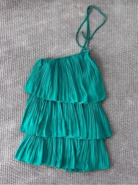 Lulus Green Tiered Pleated Mini Dress - Size S